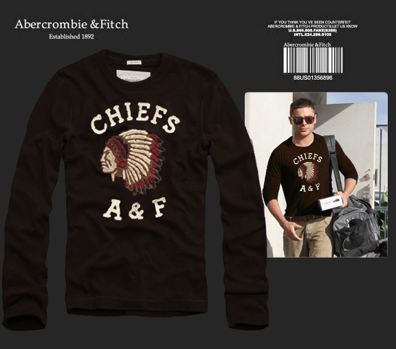 Abercrombie Fitch Hombres De Cuello Redondo Con Gente Fotos Largo Remera AF6032